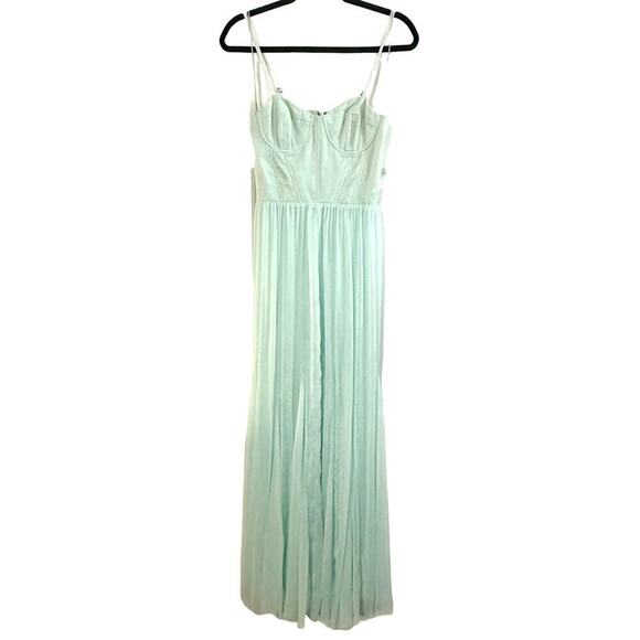 ALICE + OLIVIA Mint Silk Chiffon Corset-Look Maxi Dress Coquette - Sz 2 - Picture 1 of 6